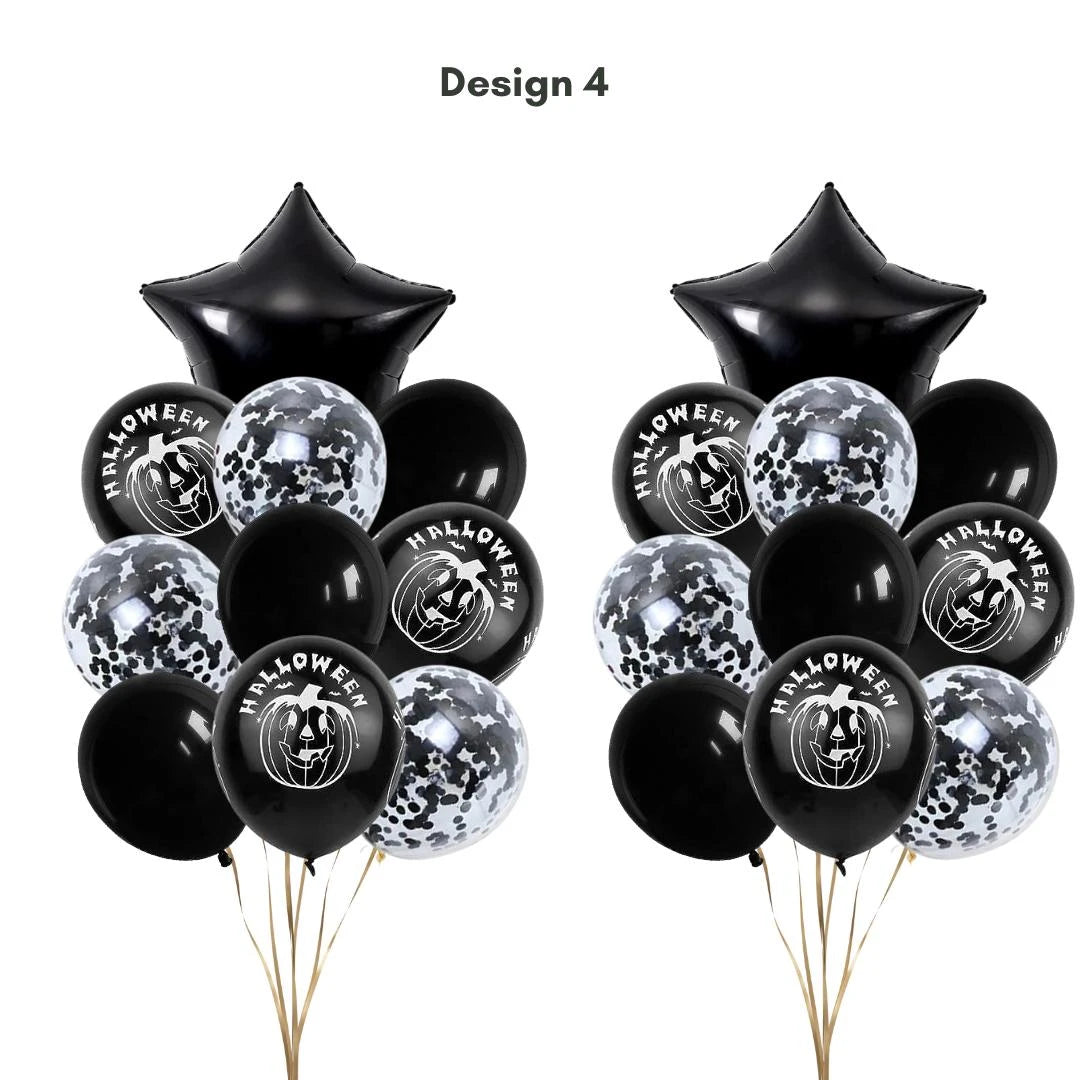 22pcs Happy Halloween Black Balloon Set