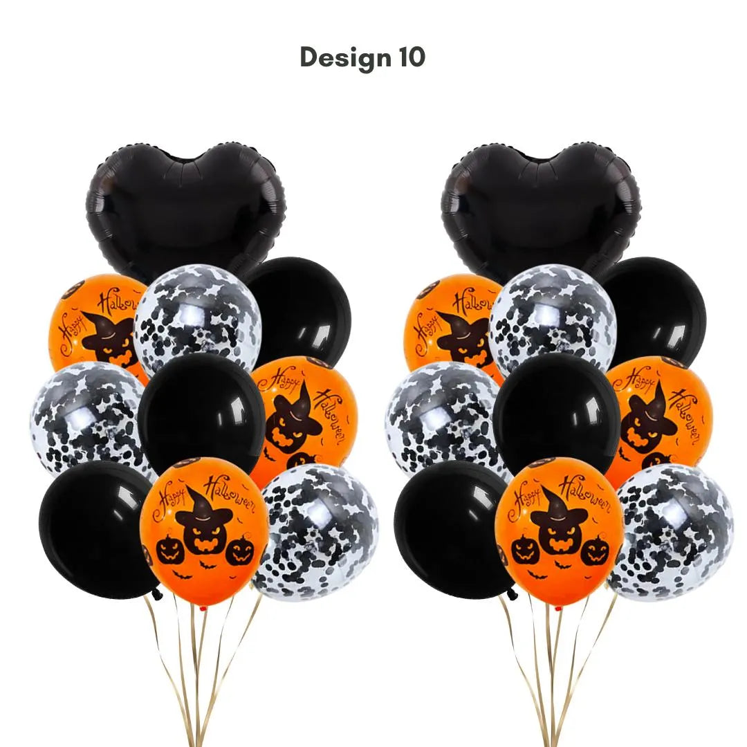 22pcs Happy Halloween Orange and Black Balloon Set