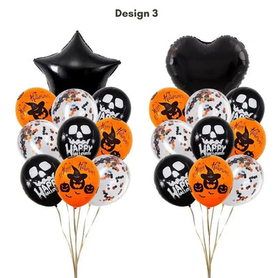 22pcs Happy Halloween Orange and Black Balloon Set