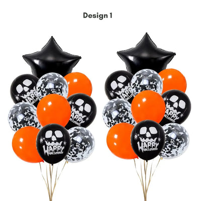 22pcs Happy Halloween Orange and Black Balloon Set