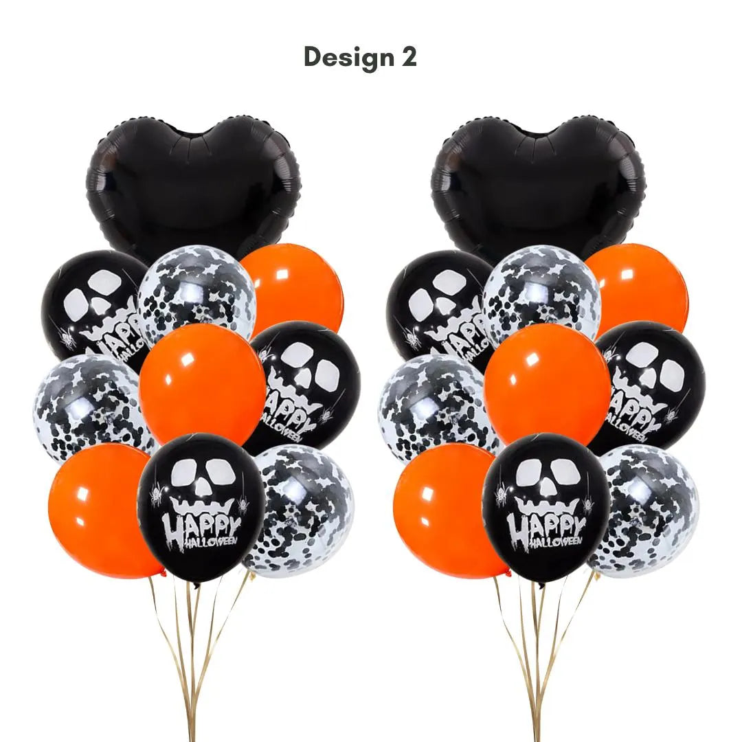 22pcs Happy Halloween Orange and Black Balloon Set