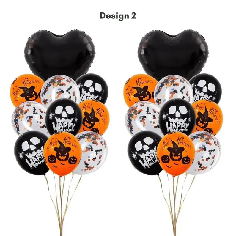 22pcs Happy Halloween Orange and Black Balloon Set