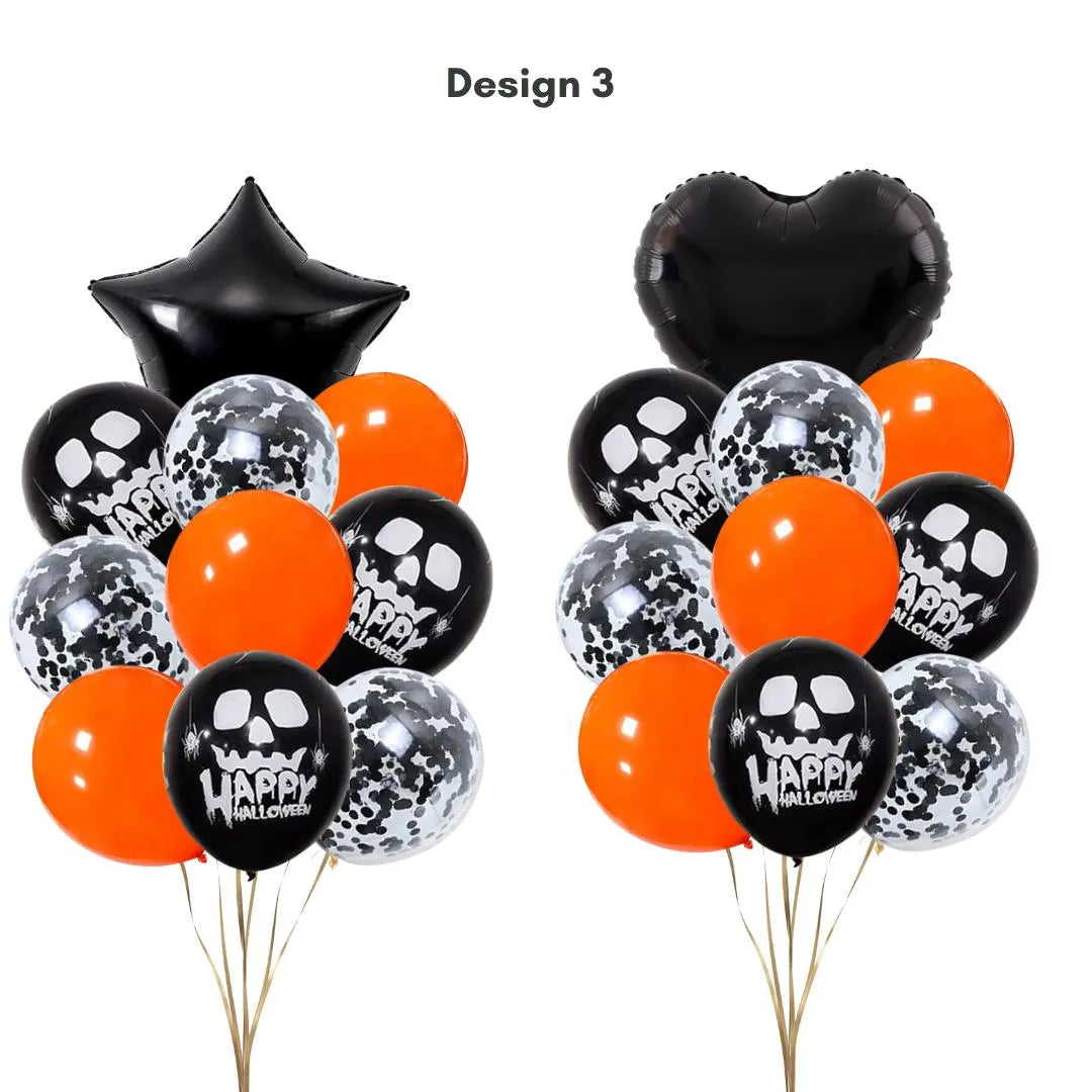 22pcs Happy Halloween Orange and Black Balloon Set