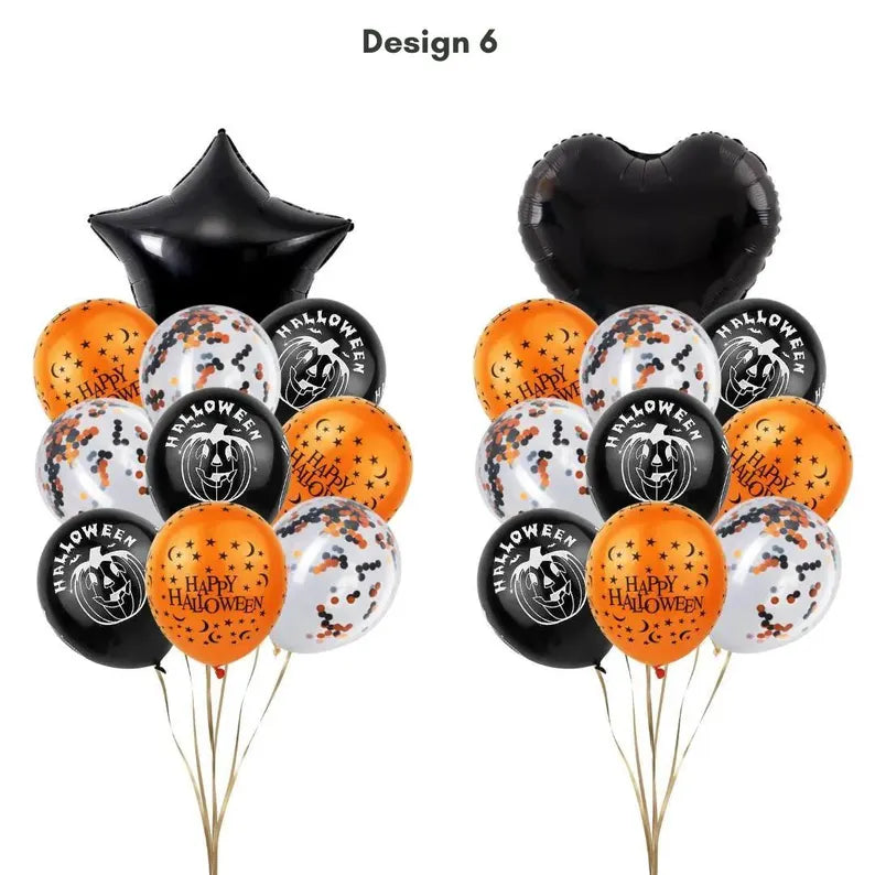 22pcs Happy Halloween Orange and Black Balloon Set