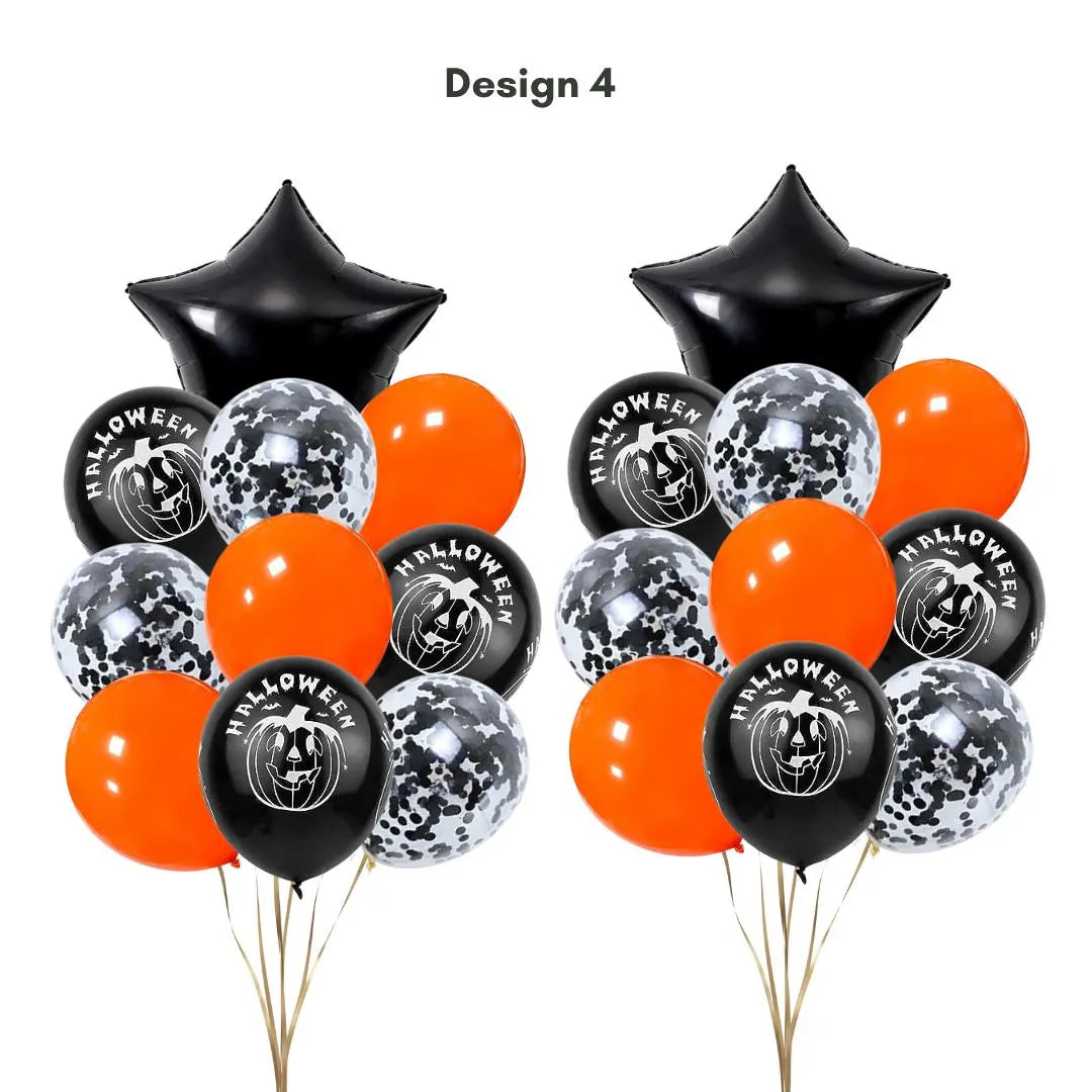 22pcs Happy Halloween Orange and Black Balloon Set