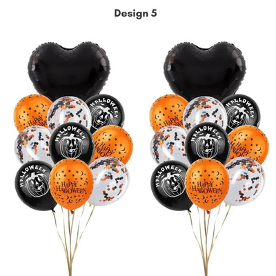 22pcs Happy Halloween Orange and Black Balloon Set