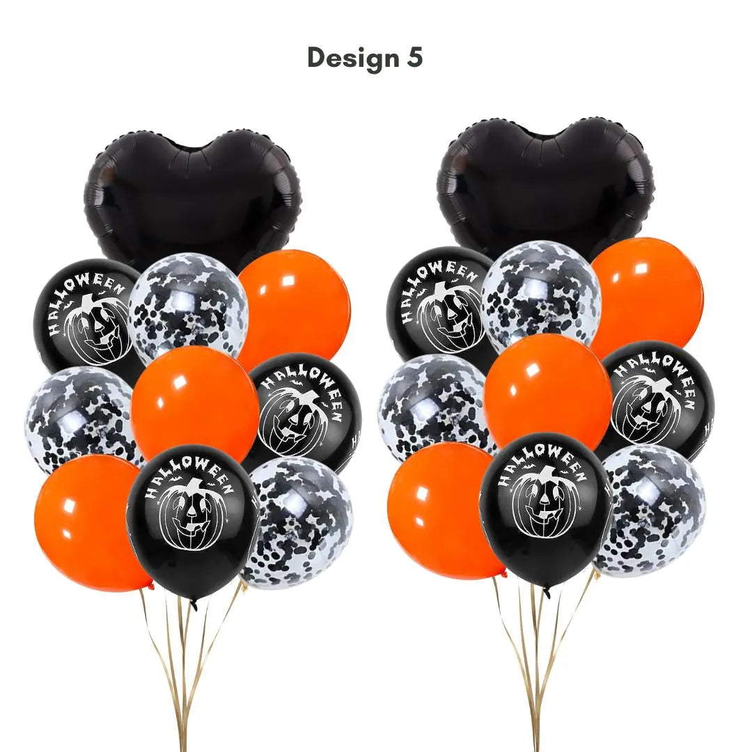 22pcs Happy Halloween Orange and Black Balloon Set