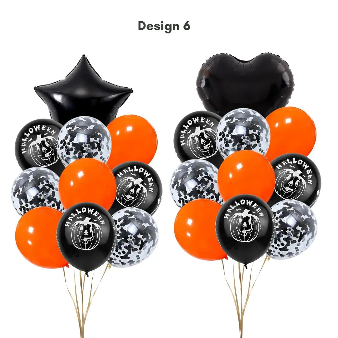 22pcs Happy Halloween Orange and Black Balloon Set