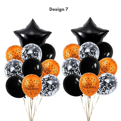 22pcs Happy Halloween Orange and Black Balloon Set