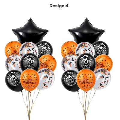 22pcs Happy Halloween Orange and Black Balloon Set