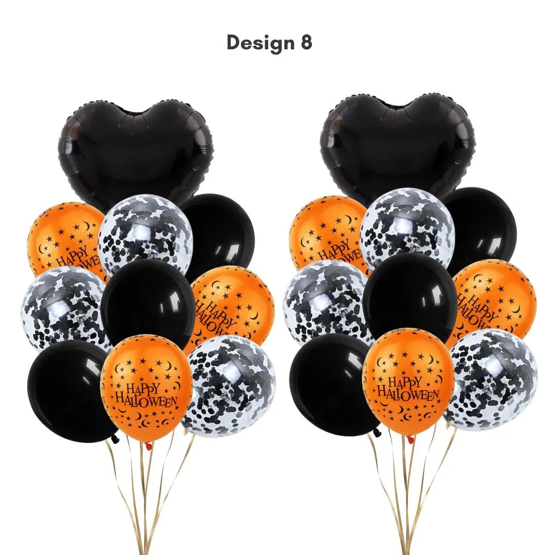 22pcs Happy Halloween Orange and Black Balloon Set