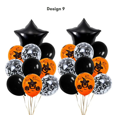 22pcs Happy Halloween Orange and Black Balloon Set