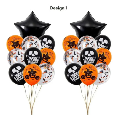 22pcs Happy Halloween Orange and Black Balloon Set