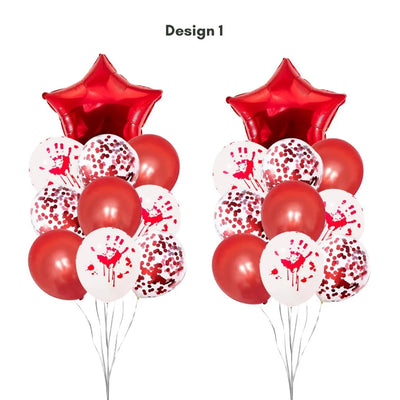 22pcs Happy Halloween Red and White Balloon Set