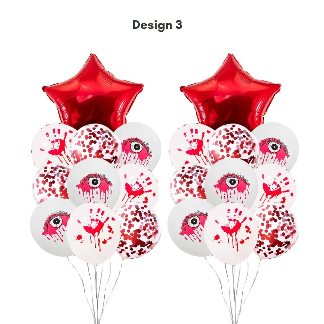 22pcs Happy Halloween Red and White Balloon Set