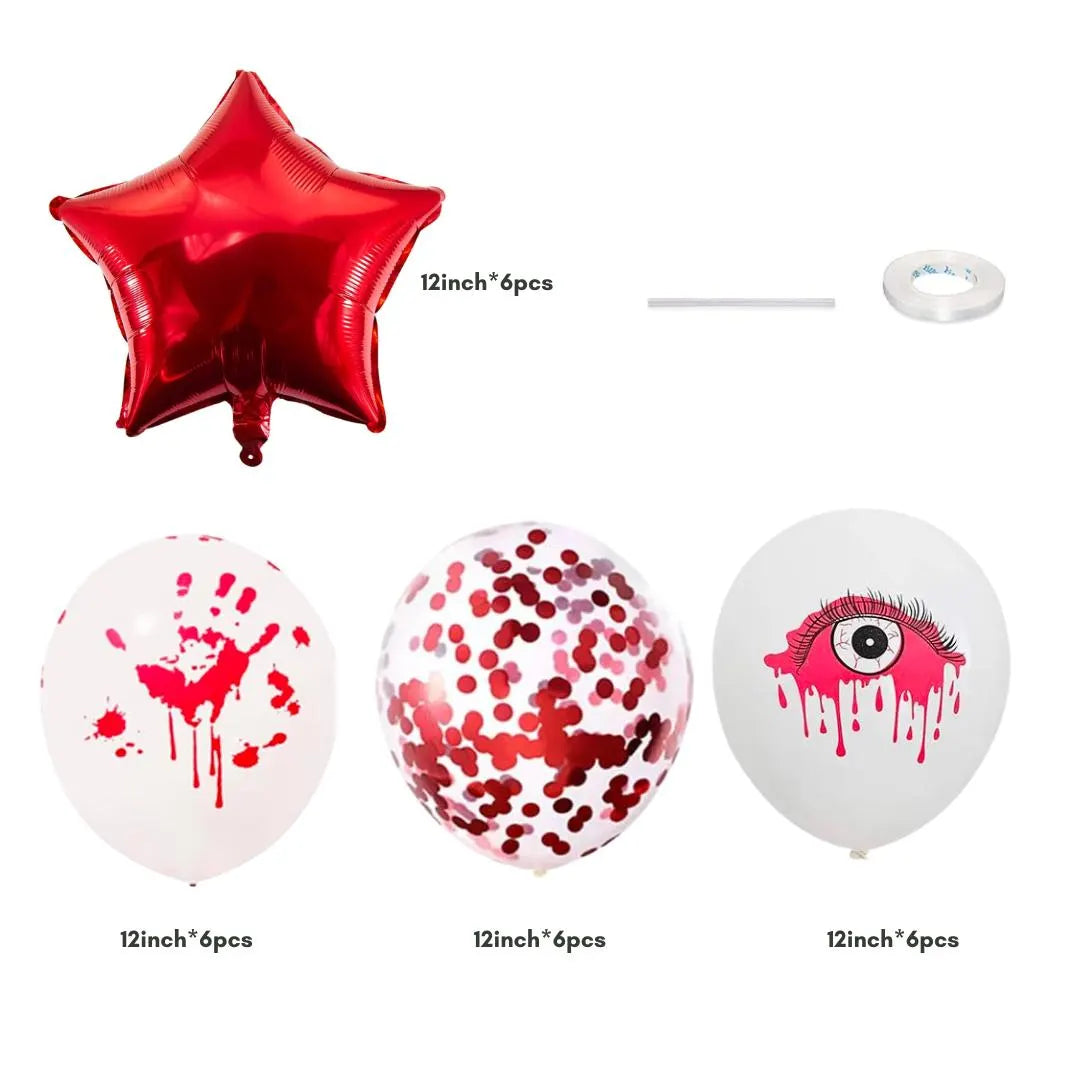 22pcs Happy Halloween Red and White Balloon Set