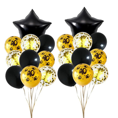 22pcs Gold and Black Birthday Party Latex Balloons