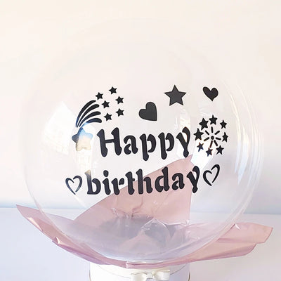 24" Clear Orb Happy Birthday Bobo Balloon with Vinyl Stickers