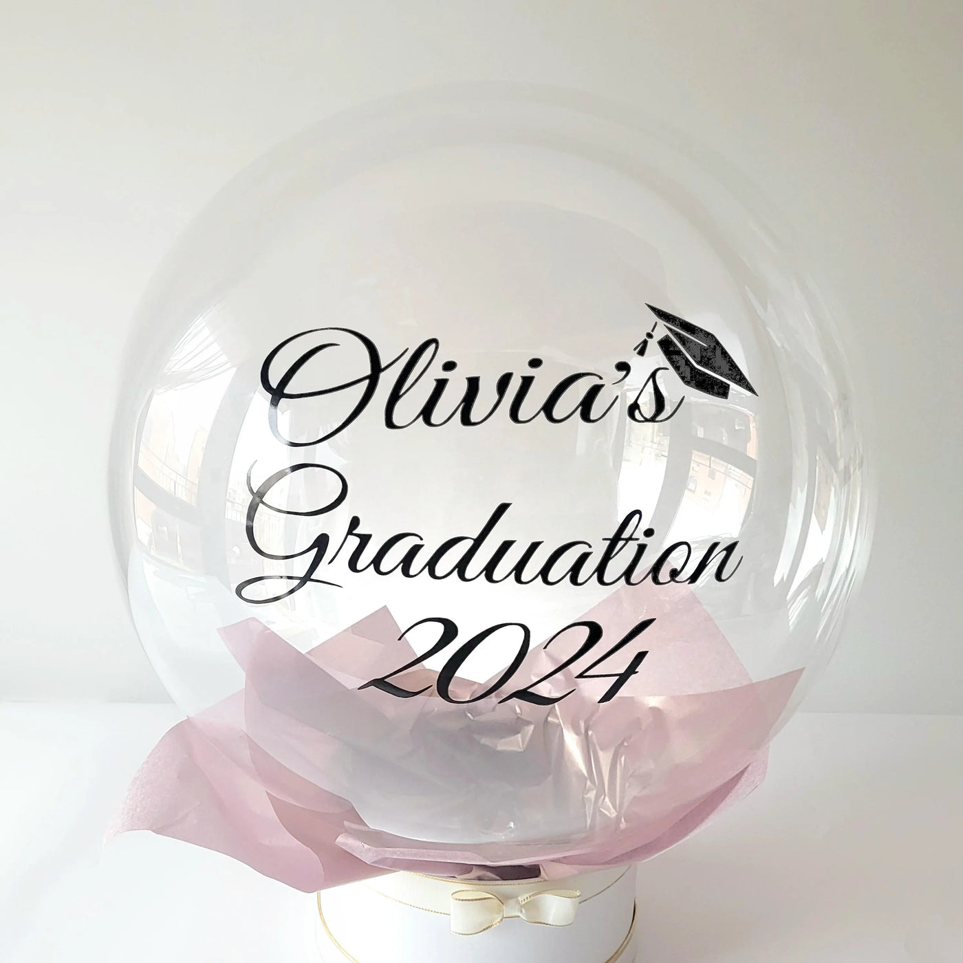 24" Personalised Name Clear Orb Graduation Balloon