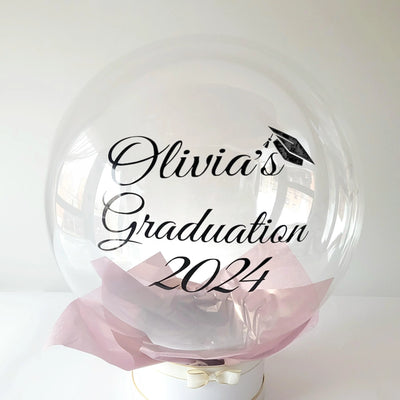 24" Personalised Name Clear Orb Graduation Balloon