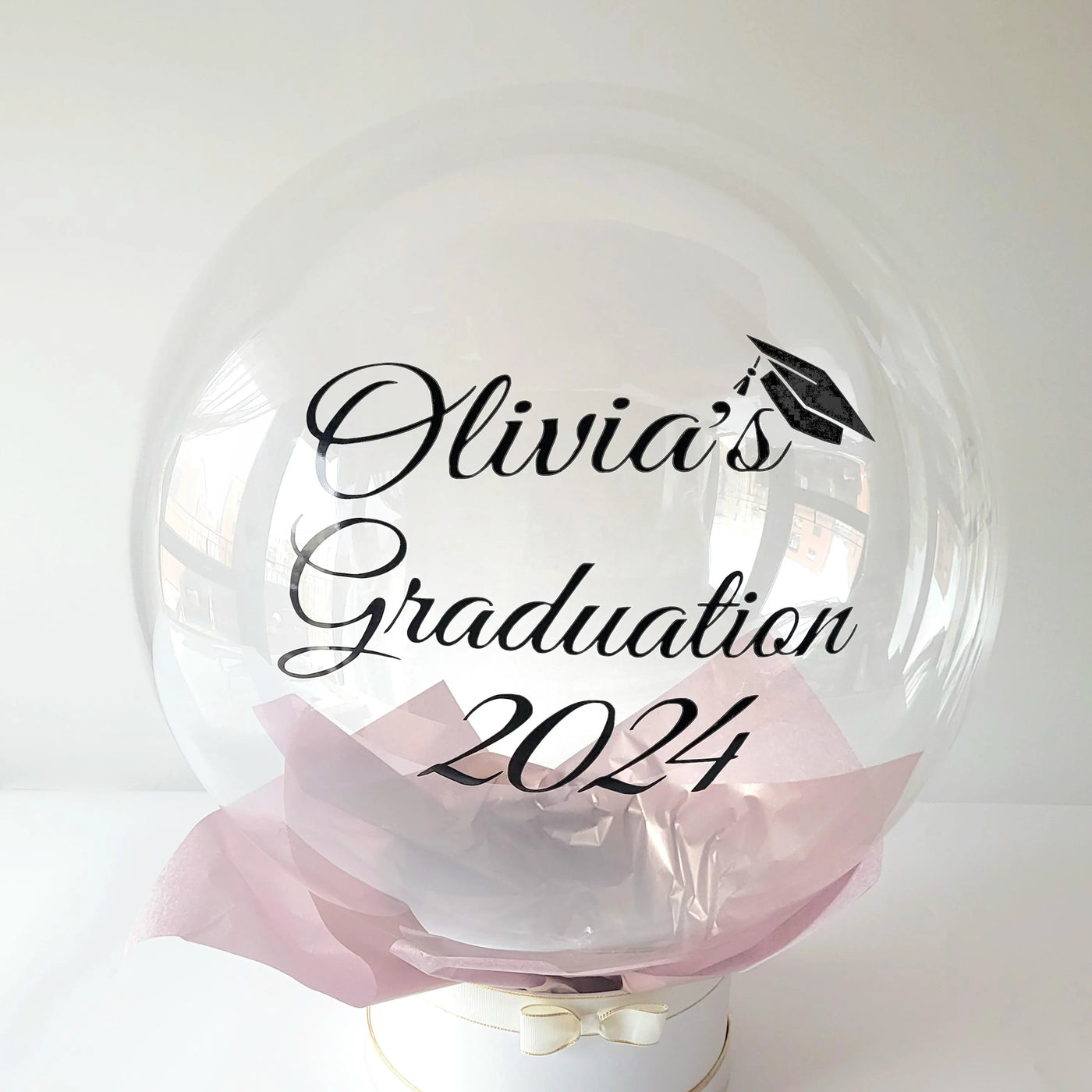 24" Personalised Name Clear Orb Graduation Balloon