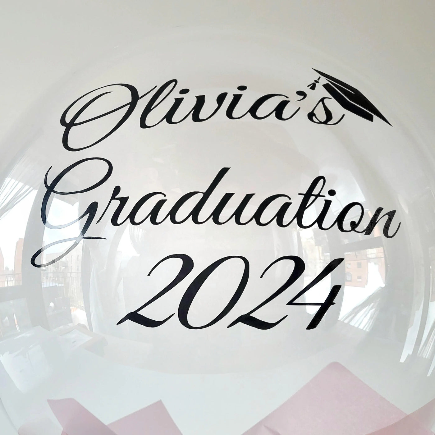 24" Personalised Name Clear Orb Graduation Balloon