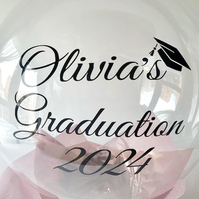 24" Personalised Name Clear Orb Graduation Balloon