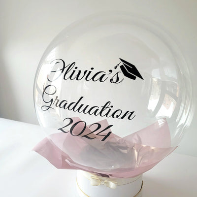 24" Personalised Name Clear Orb Graduation Balloon