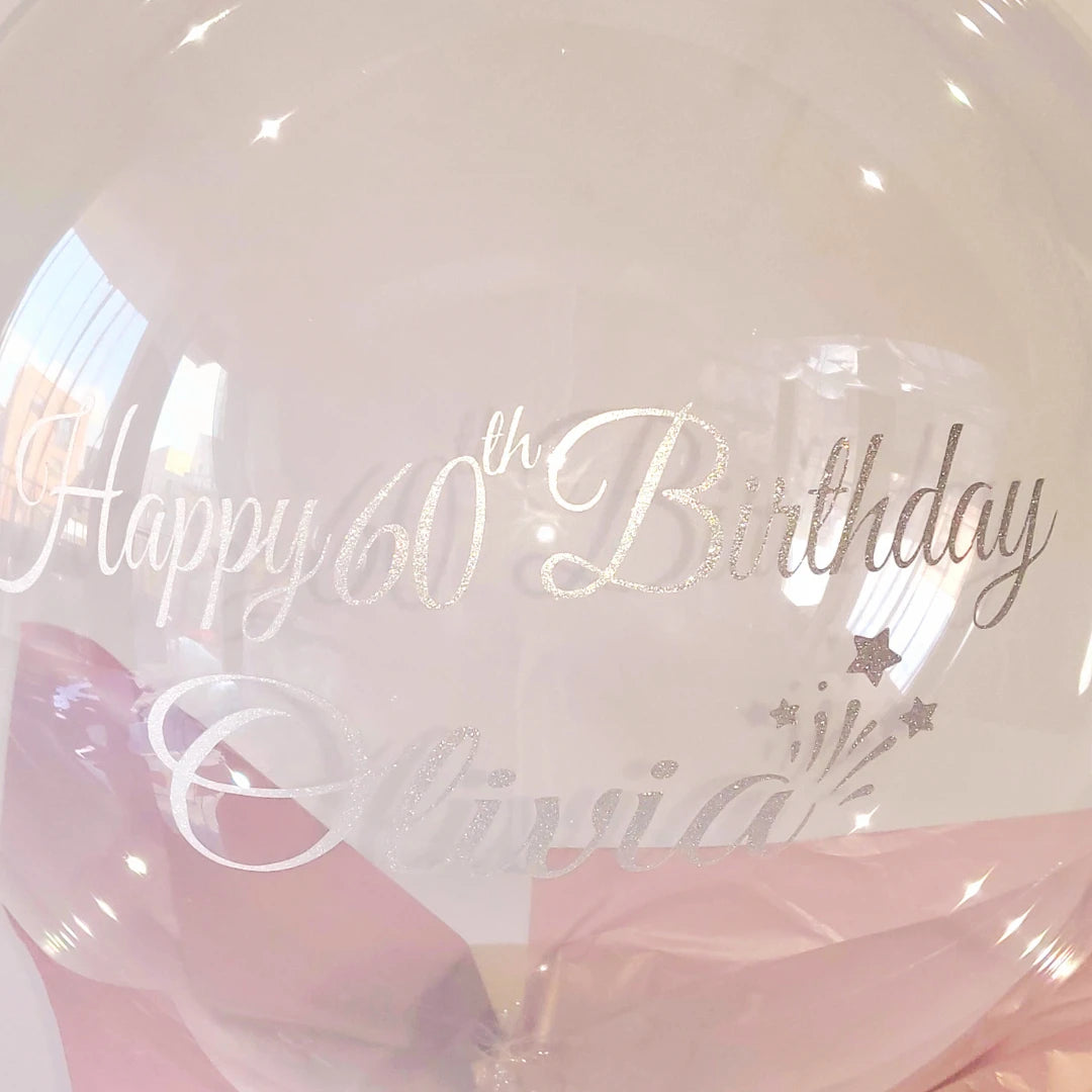 24" Personalised Clear Orb Happy Birthday/Anniversary Balloon