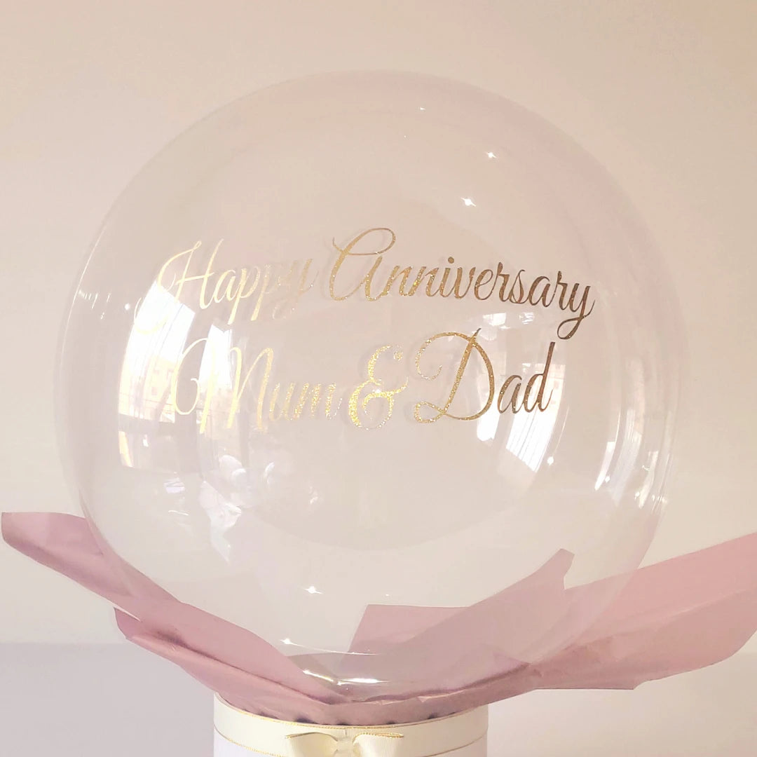 24" Personalised Clear Orb Happy Birthday/Anniversary Balloon