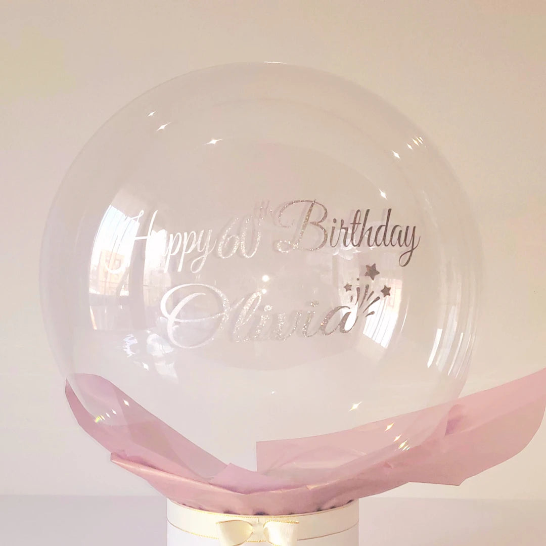 24" Personalised Clear Orb Happy Birthday/Anniversary Balloon