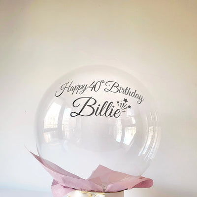 24" Personalised Name Clear Orb Happy Birthday Balloon