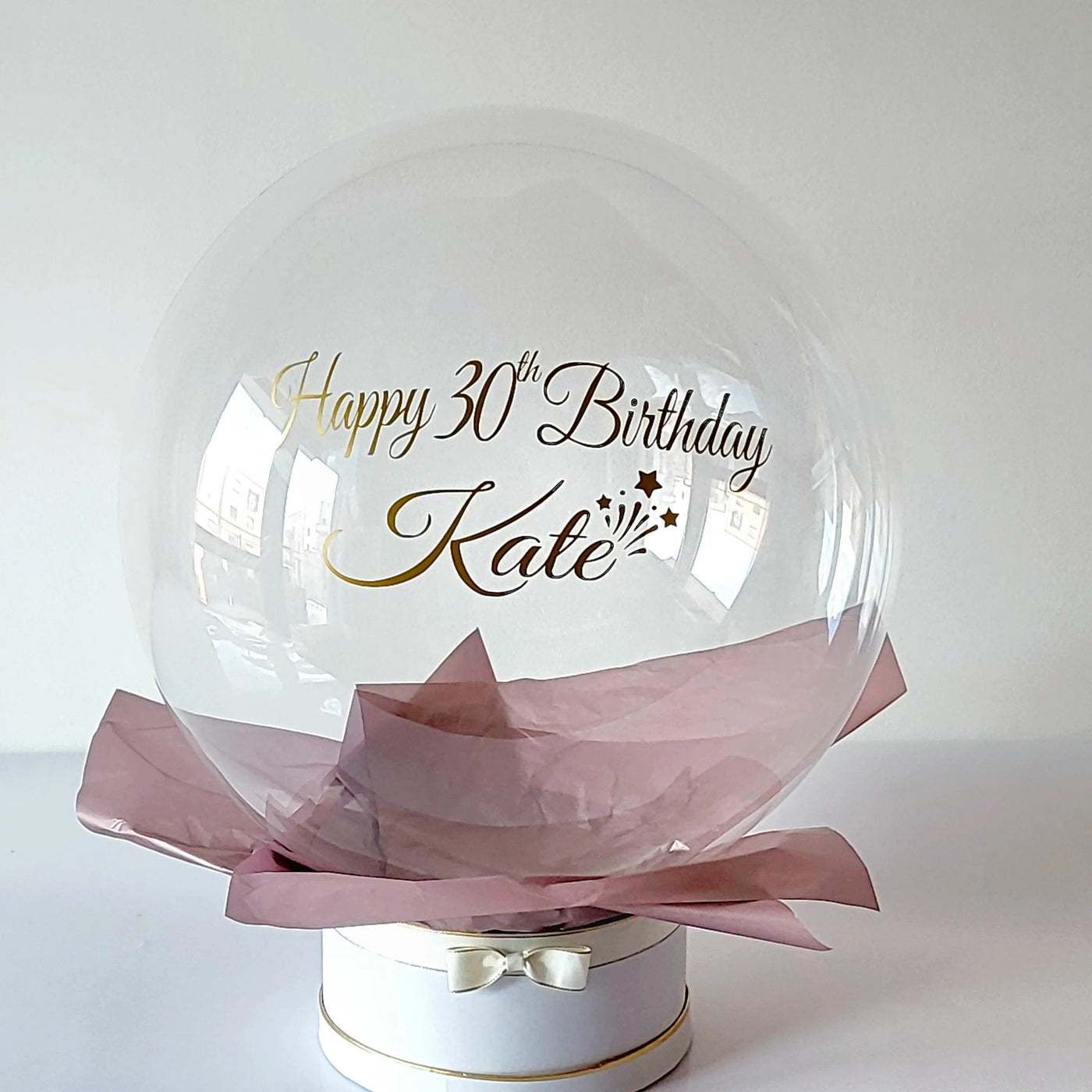 24" Personalised Name Clear Orb Happy Birthday Balloon