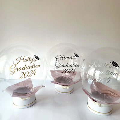 24" Personalised Name Clear Orb Graduation Balloon