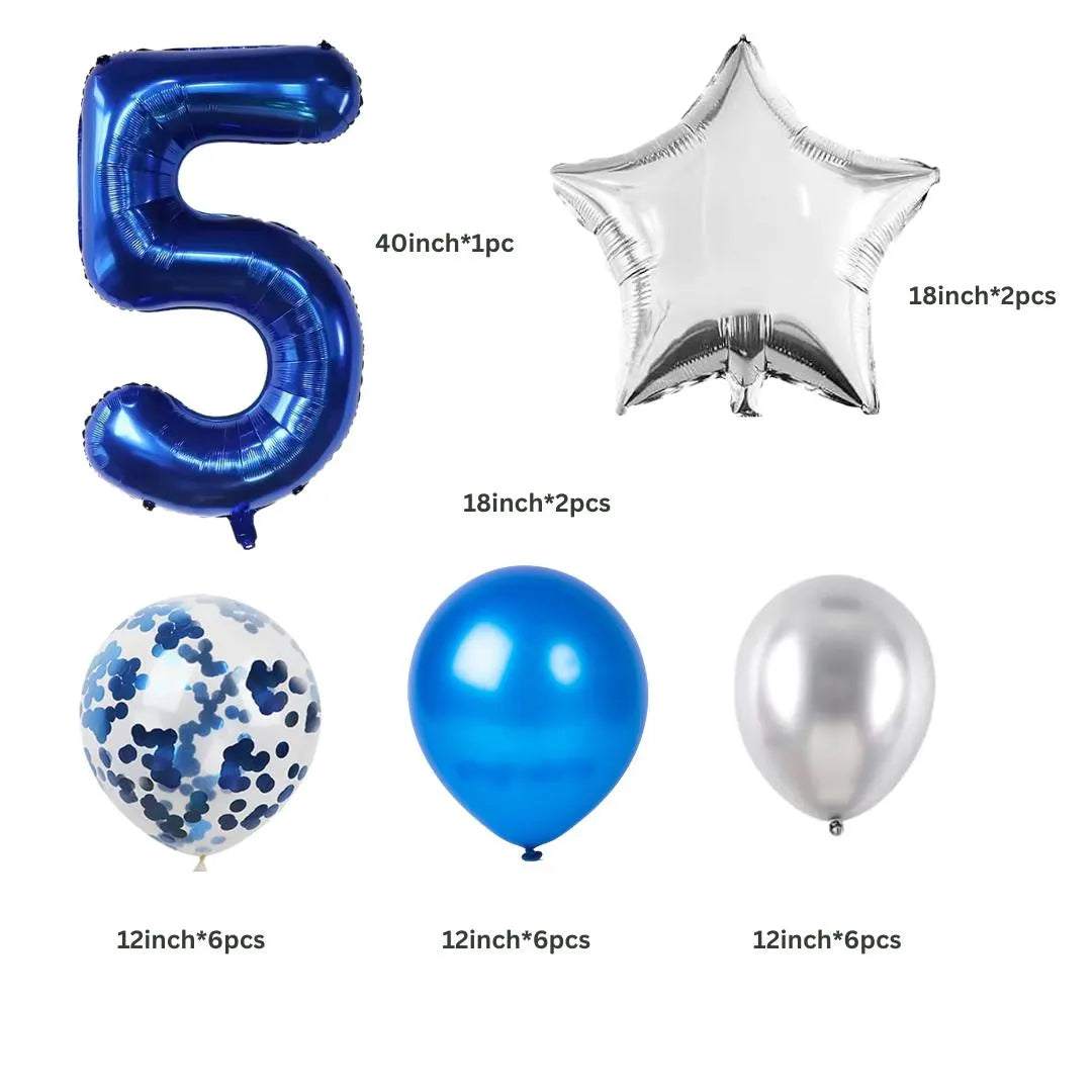 40 Inch 0-9 Dark Blue Number Foil Birthday Balloon Bundle