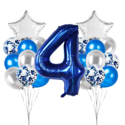 40 Inch 0-9 Dark Blue Number Foil Birthday Balloon Bundle