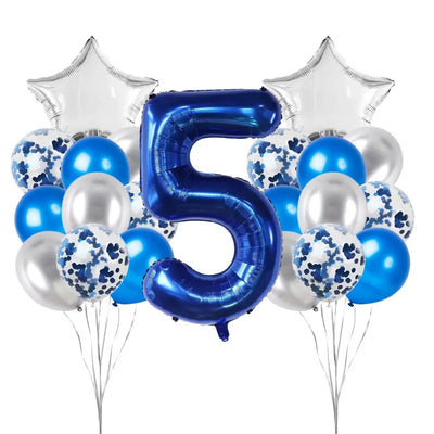 40 Inch 0-9 Dark Blue Number Foil Birthday Balloon Bundle