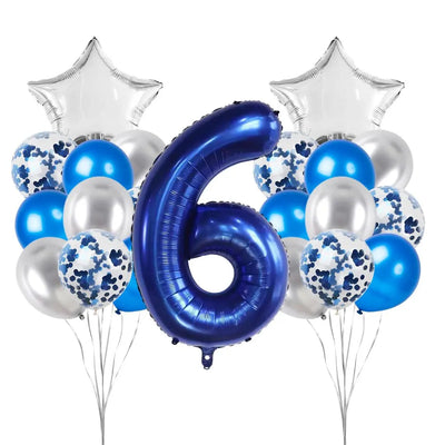 40 Inch 0-9 Dark Blue Number Foil Birthday Balloon Bundle