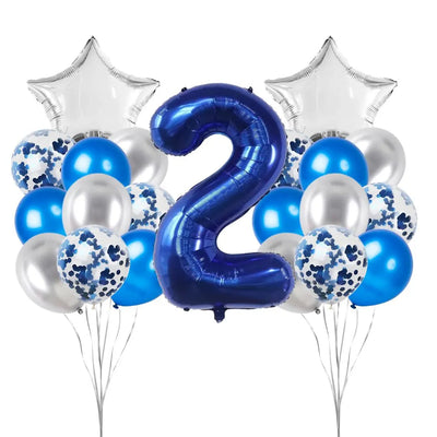 40 Inch 0-9 Dark Blue Number Foil Birthday Balloon Bundle