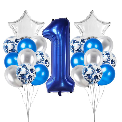 40 Inch 0-9 Dark Blue Number Foil Birthday Balloon Bundle