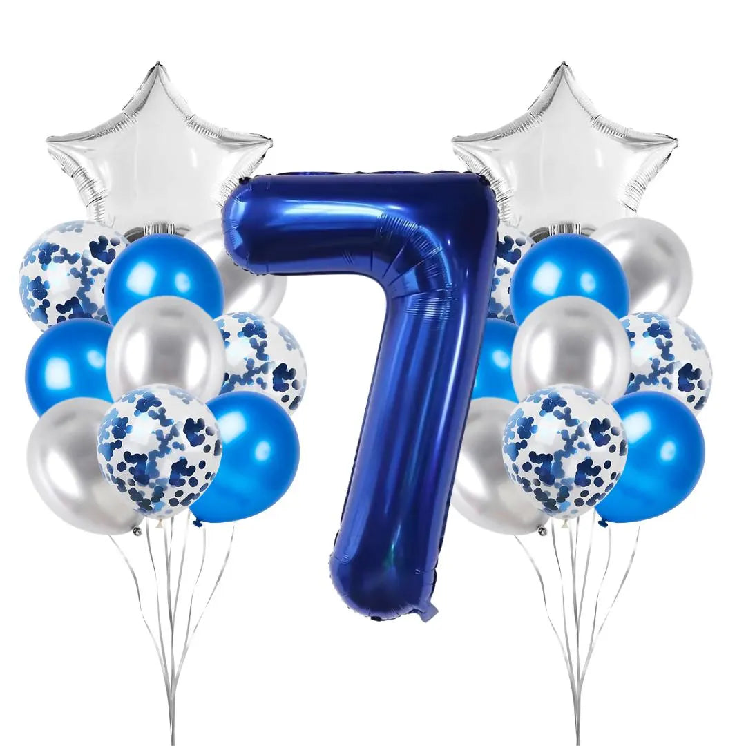 40 Inch 0-9 Dark Blue Number Foil Birthday Balloon Bundle