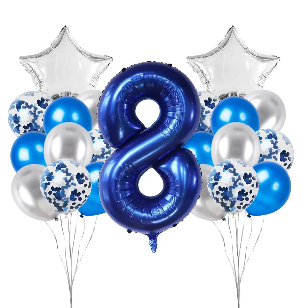 40 Inch 0-9 Dark Blue Number Foil Birthday Balloon Bundle