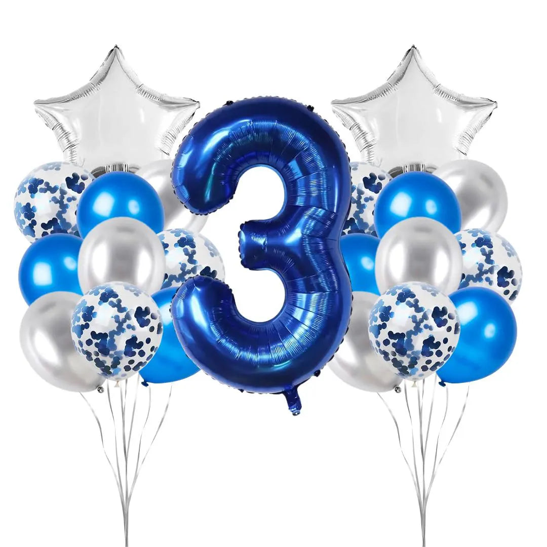 40 Inch 0-9 Dark Blue Number Foil Birthday Balloon Bundle