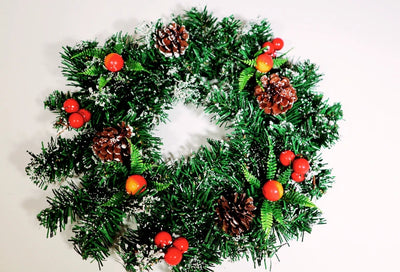 40cm Artificial Merry Christmas Door Wreath