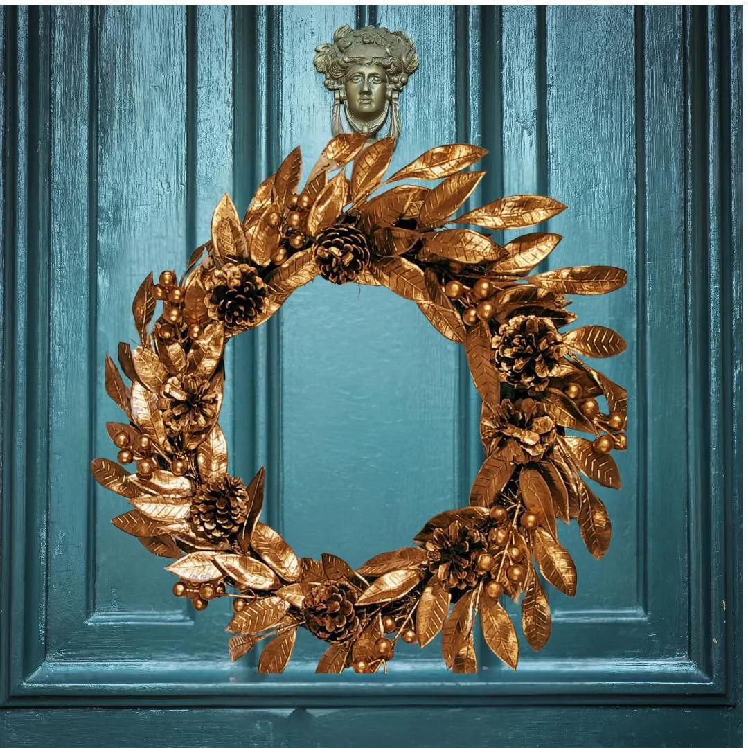 50cm Artificial Gold Christmas Wreath for Door