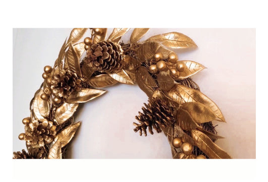 50cm Artificial Gold Christmas Wreath for Door