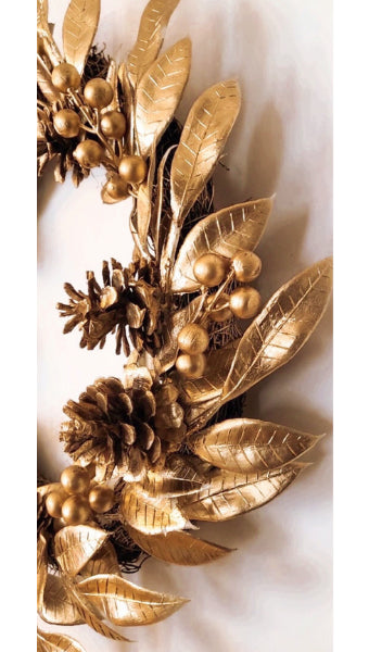 50cm Artificial Gold Christmas Wreath for Door