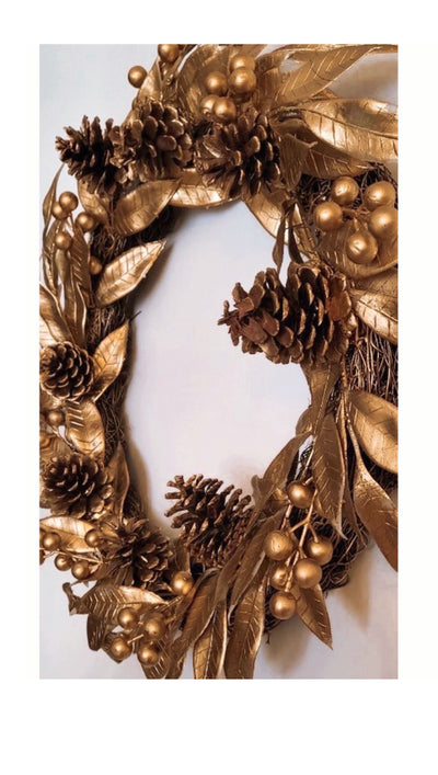 50cm Artificial Gold Christmas Wreath for Door