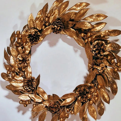 50cm Artificial Gold Christmas Wreath for Door