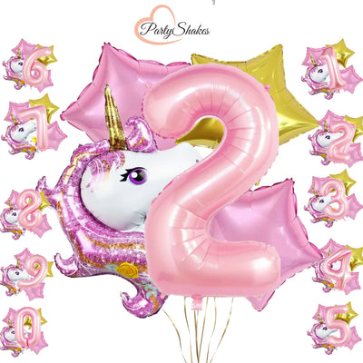 5pcs 40inch Kids Happy Birthday Unicorn Balloon Set - Partyshakes 2 balloons